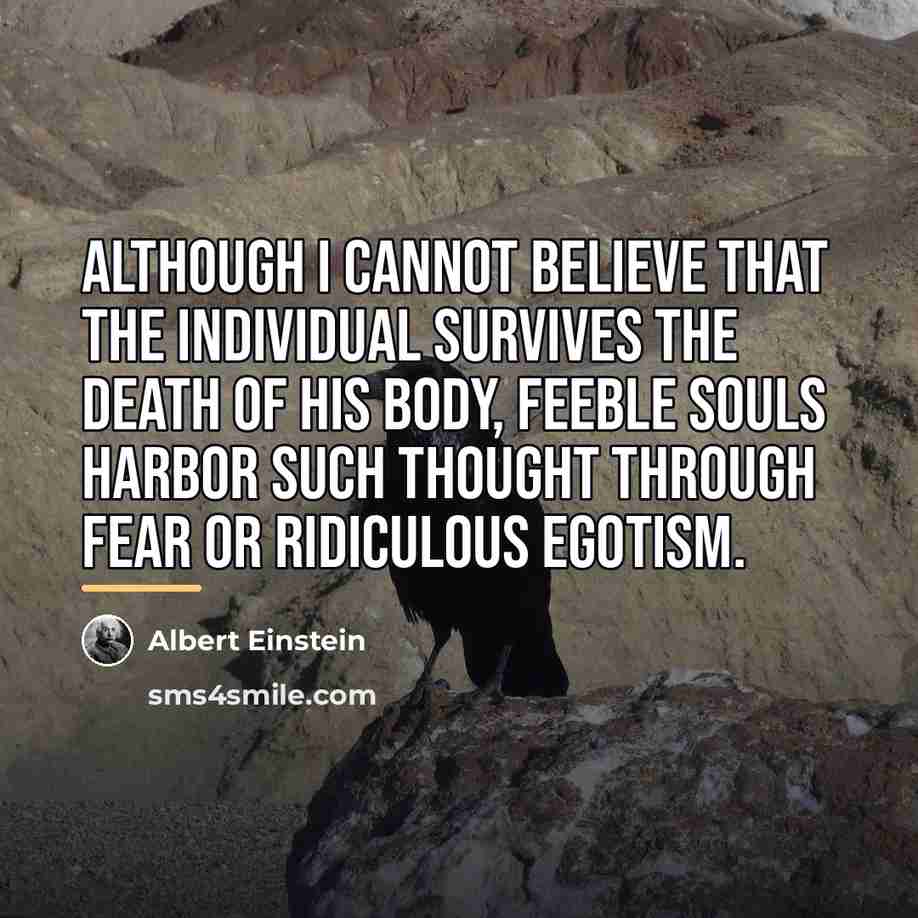 “Although I cannot believe that the individual survives the death…” quote by Albert Einstein