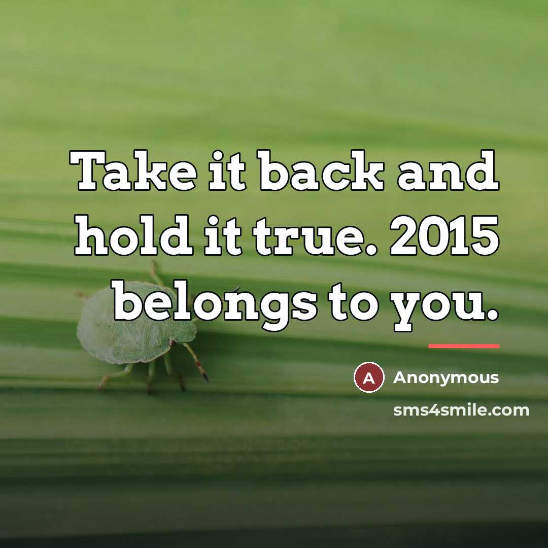 “Take it back and hold it true. 2015 belongs to…” quote by Anonymous