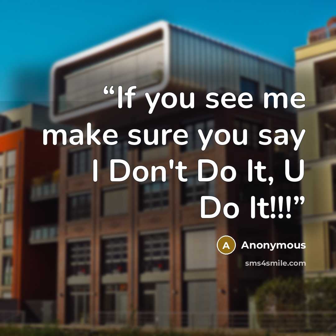 “If you see me make sure you say I Don't Do It, U Do It!!!” quote by Anonymous