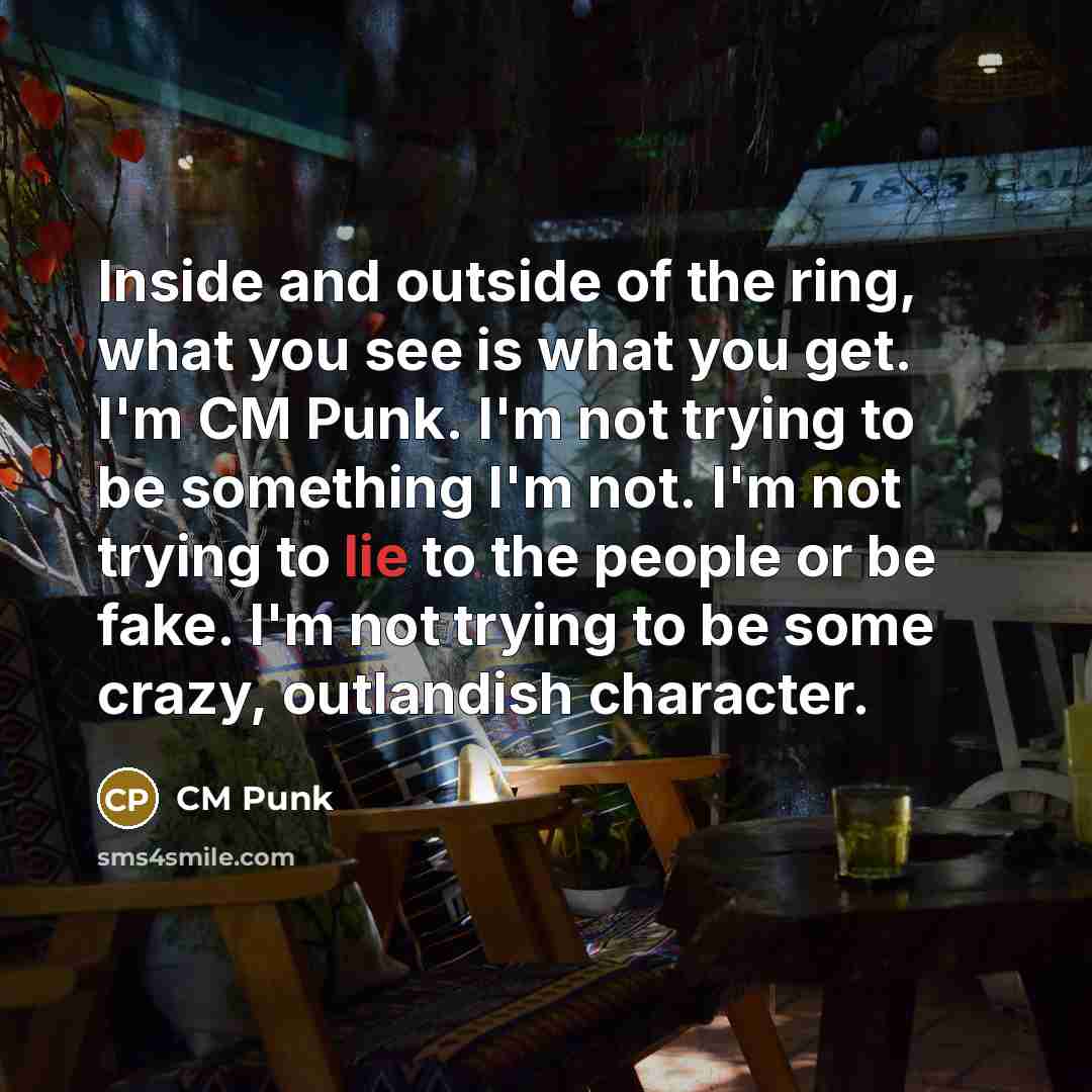 “Inside and outside of the ring, what you see is…” quote by CM Punk