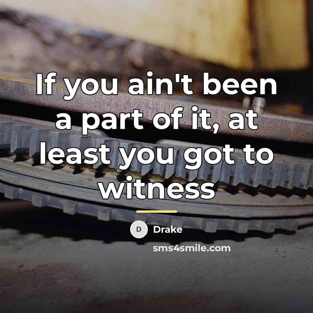 “If you ain't been a part of it, at least…” quote by Drake