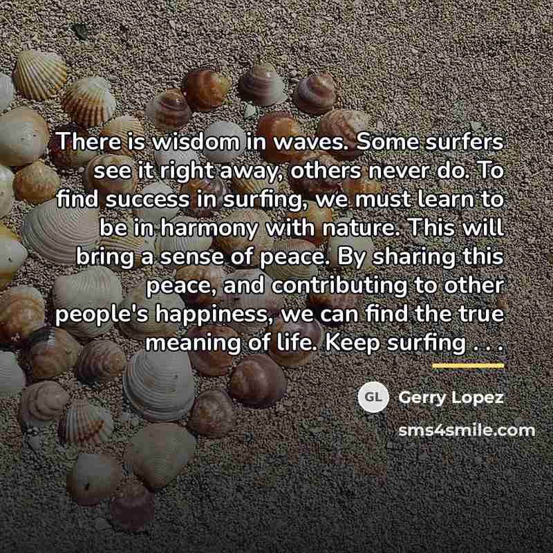 “There is wisdom in waves. Some surfers see it right…” quote by Gerry Lopez