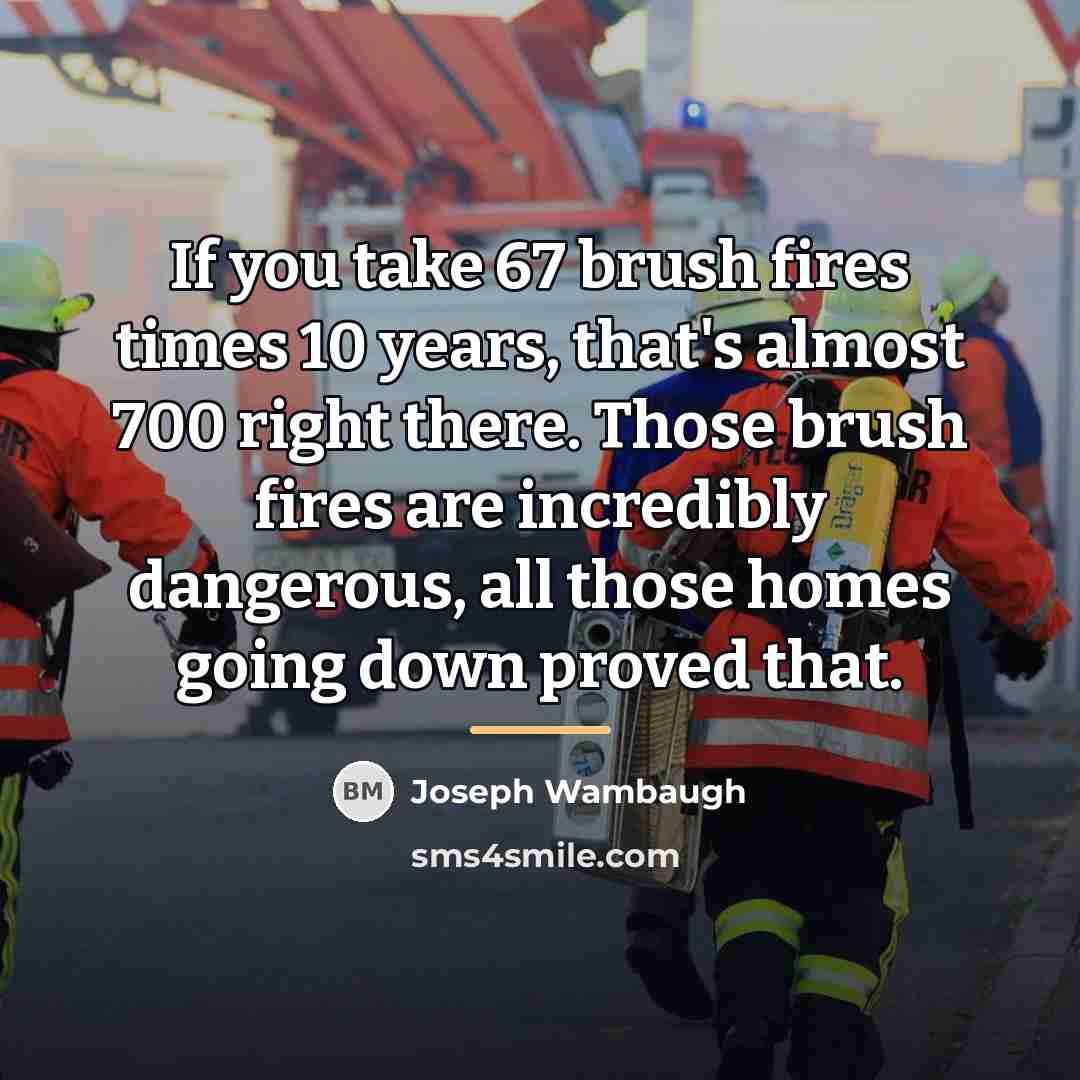 “If you take 67 brush fires times 10 years, that's…” quote by Joseph Wambaugh