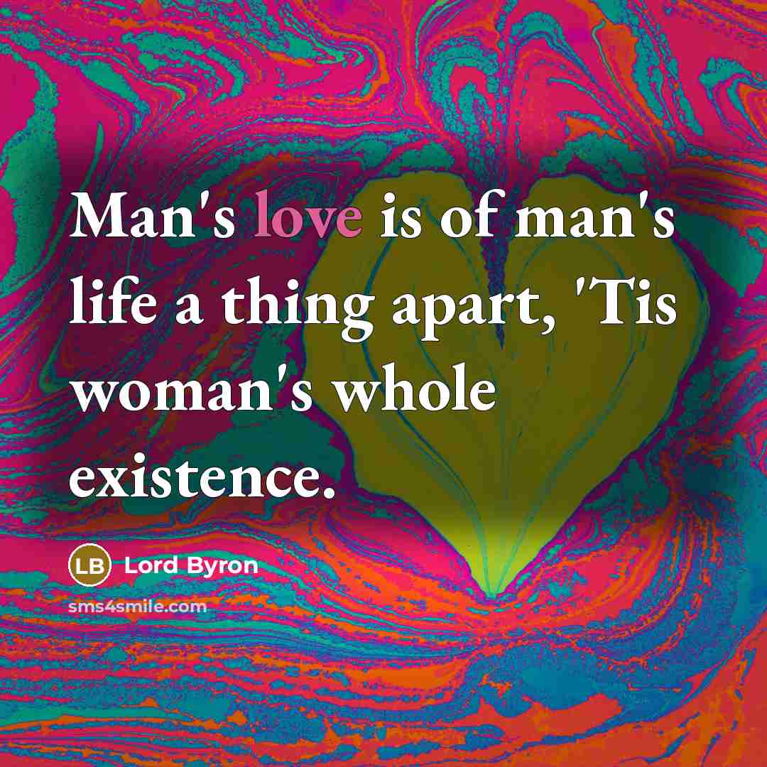 “Man's love is of man's life a thing apart, 'Tis…” quote by Lord Byron