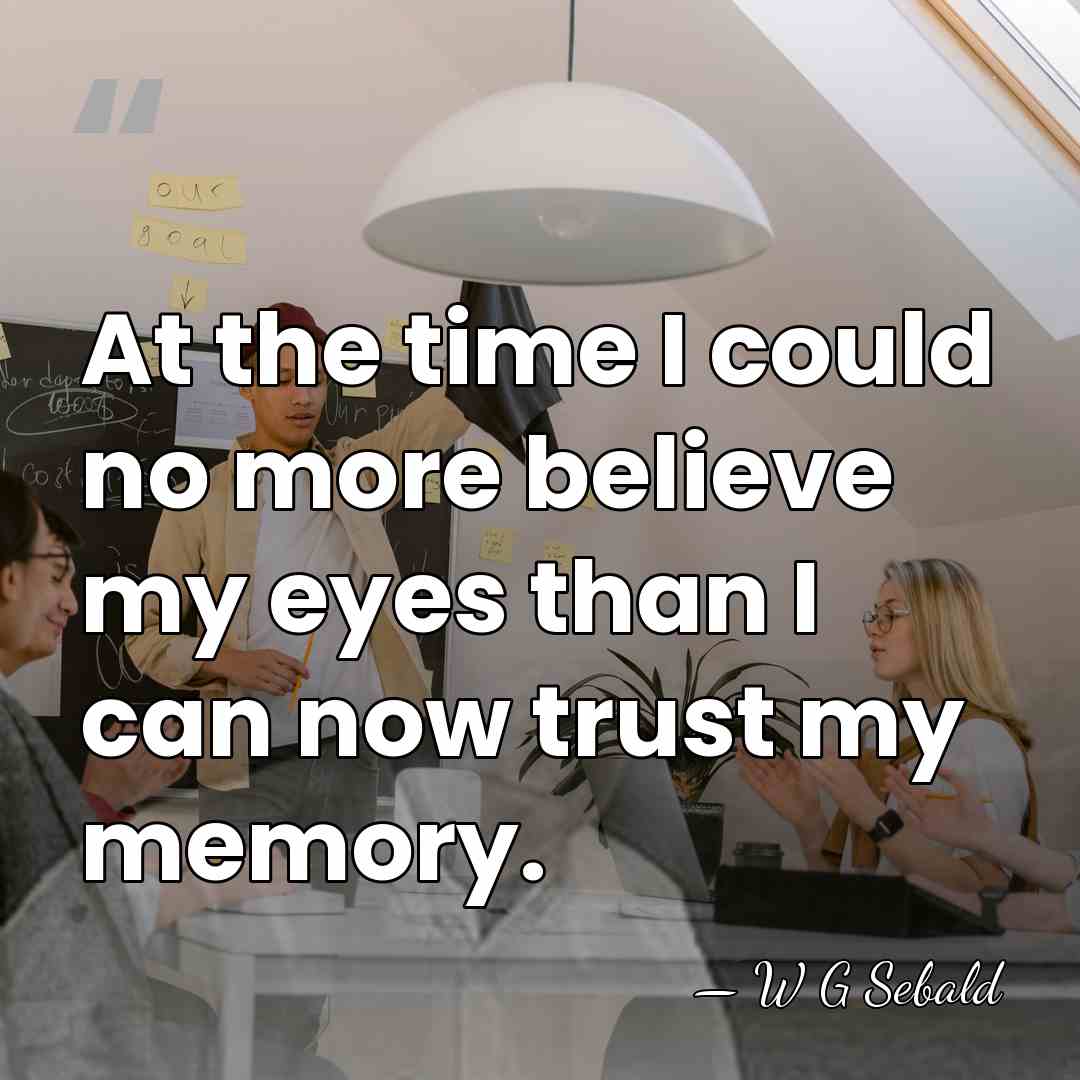 At the time I could no more believe my eyes than I&hellip; - W G Sebald