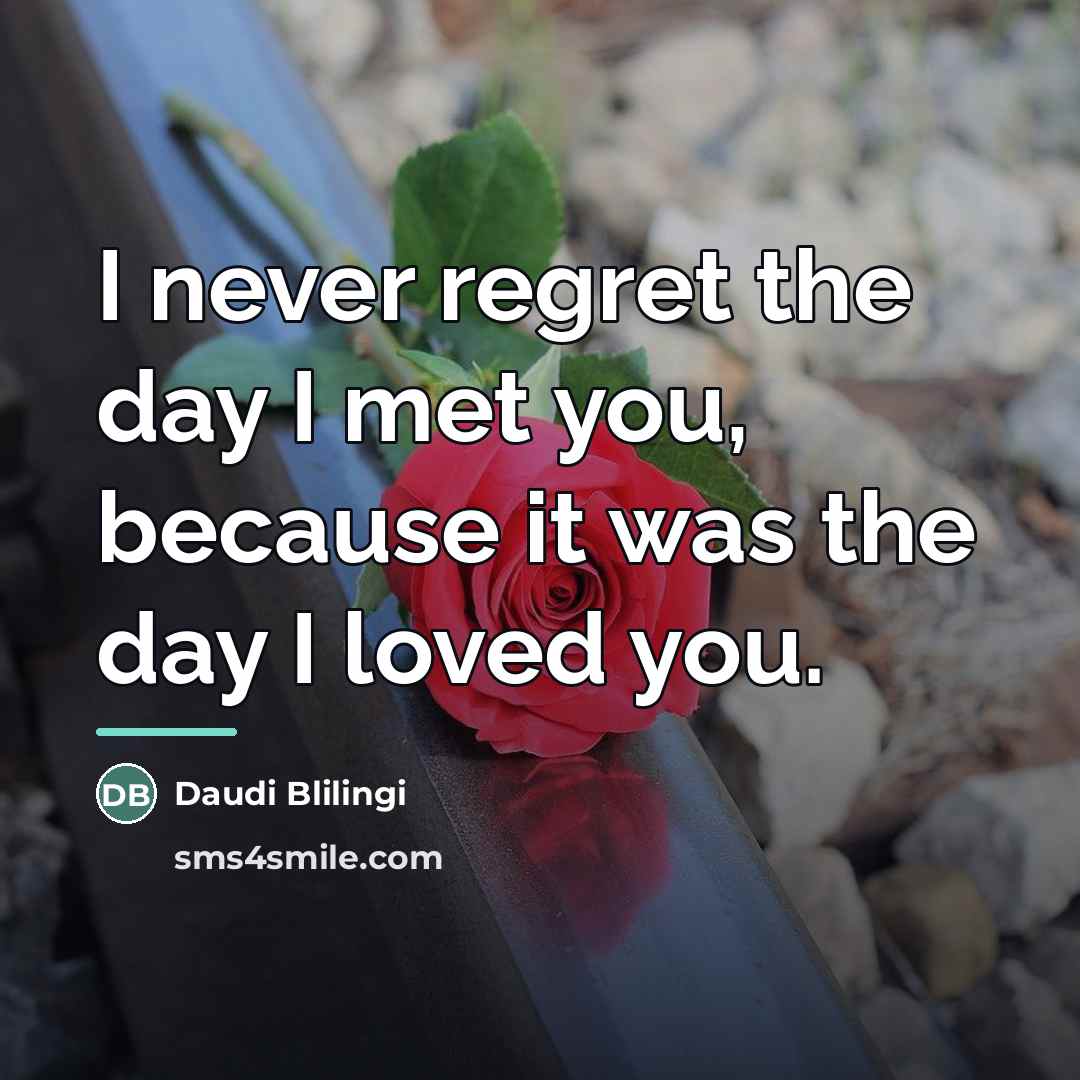 “I never regret the day I met you, because it…” quote by Daudi Blilingi