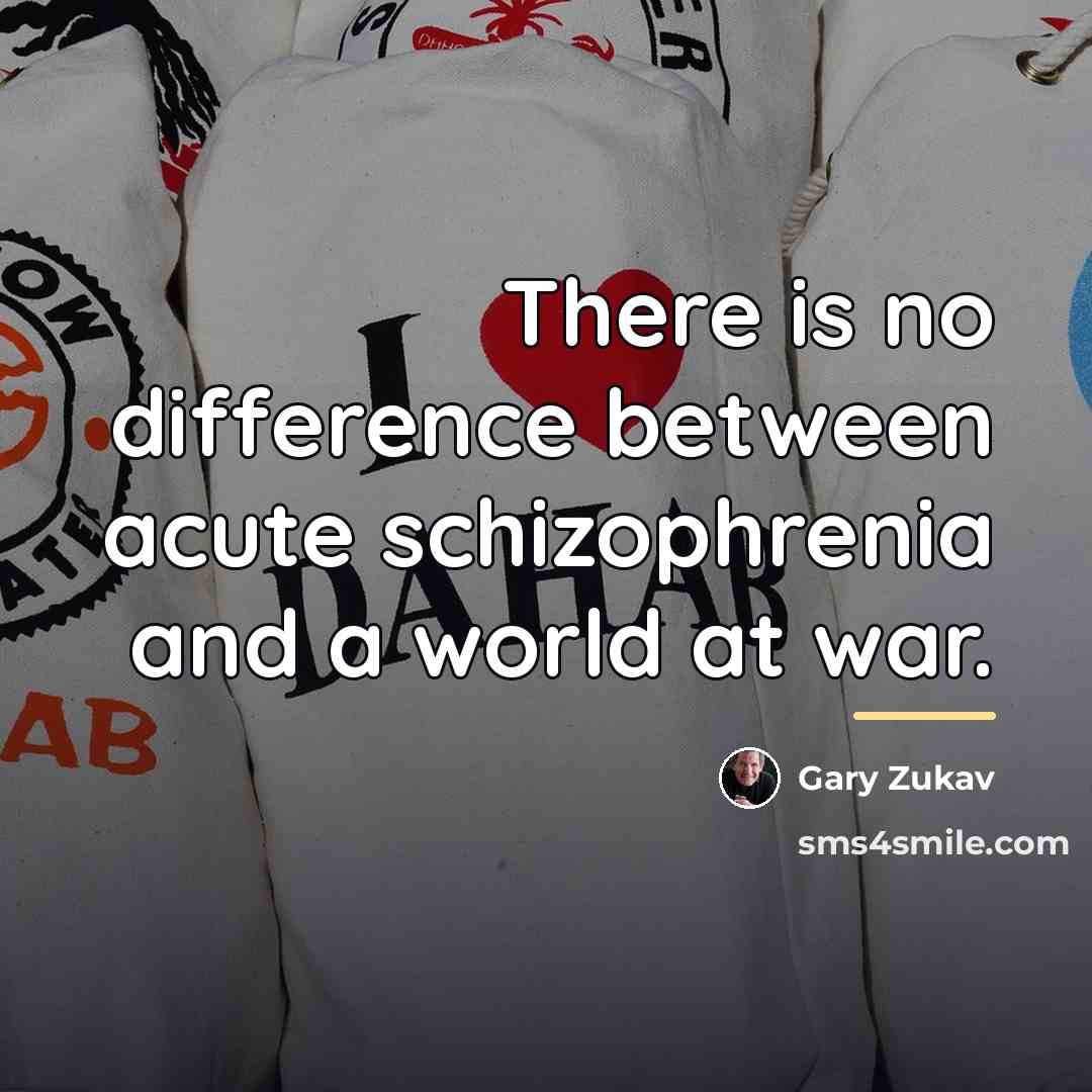 “There is no difference between acute schizophrenia and a world…” quote by Gary Zukav