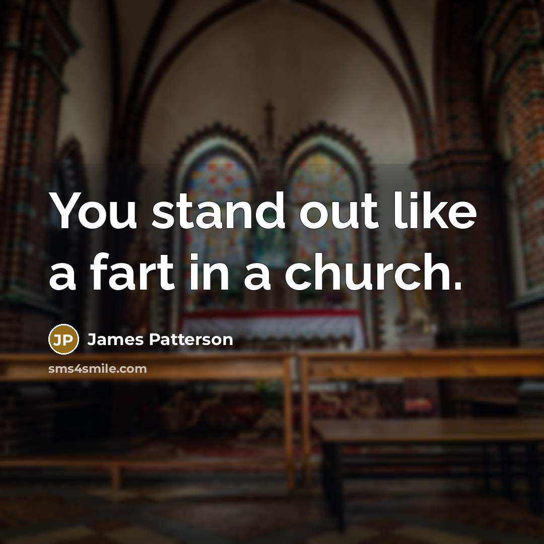 “You stand out like a fart in a church.…” quote by James Patterson