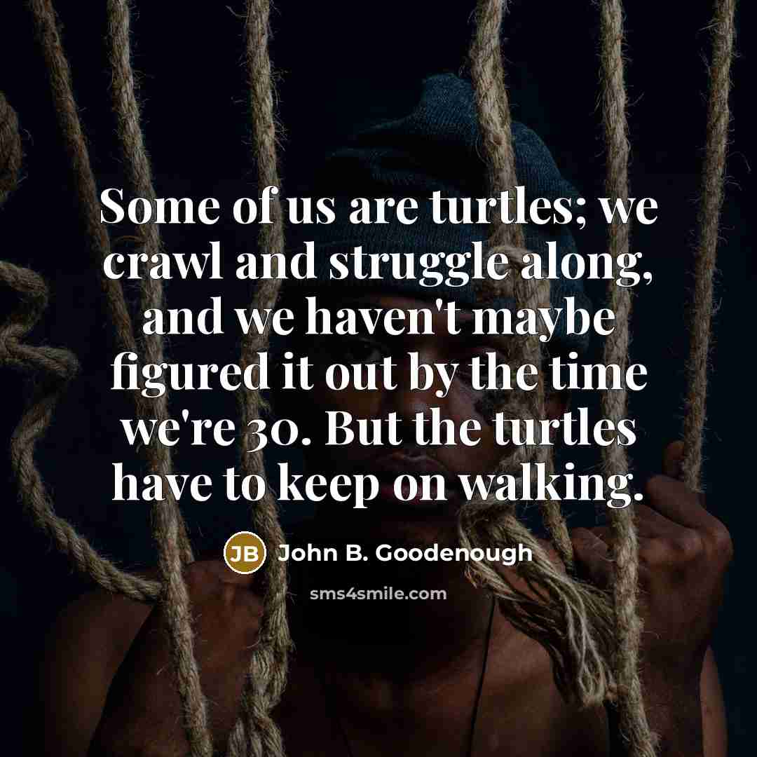 “Some of us are turtles; we crawl and struggle along,…” quote by John B. Goodenough