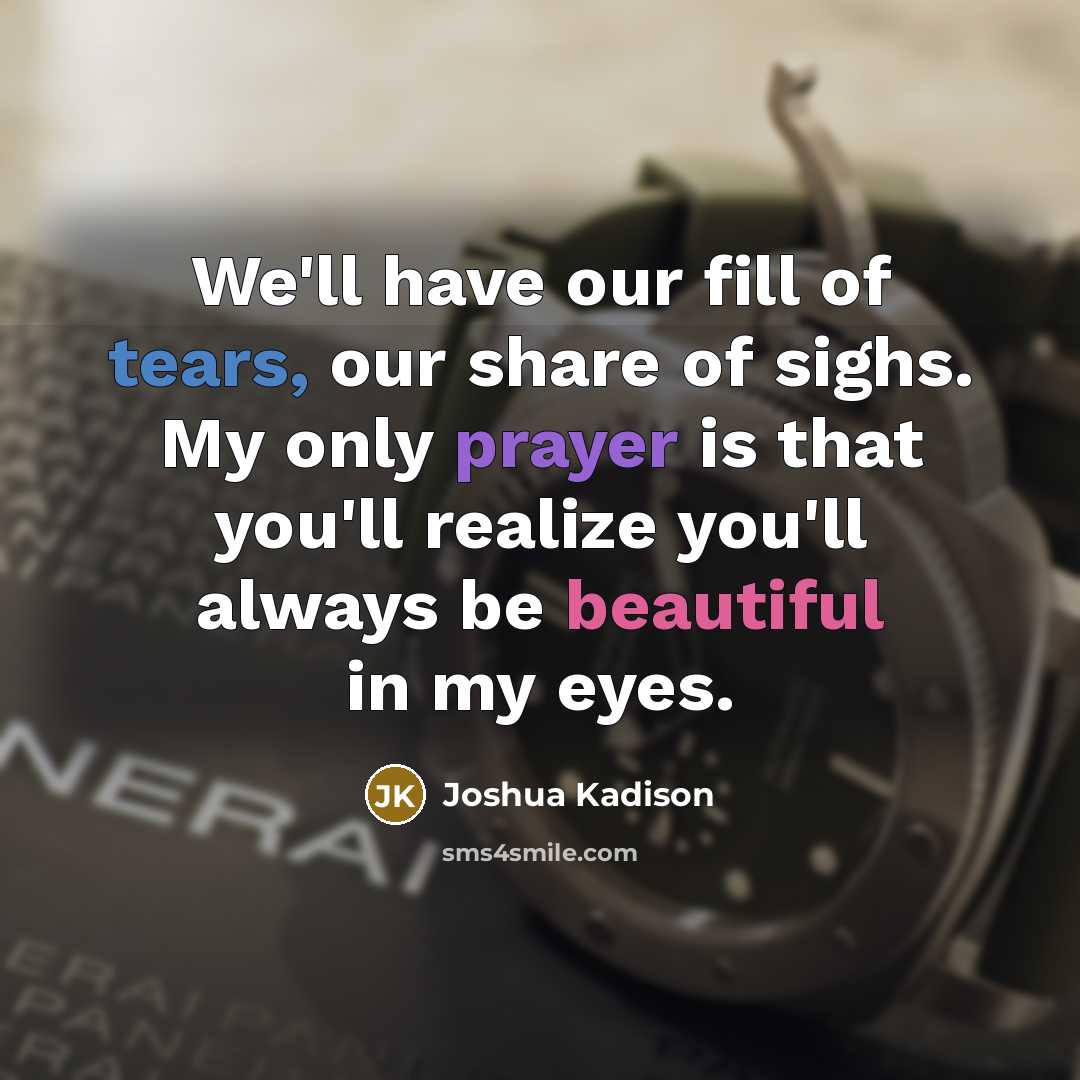 “We'll have our fill of tears, our share of sighs.…” quote by Joshua Kadison