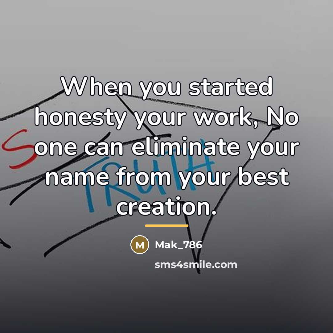 “When you started honesty your work, No one can eliminate…” quote by Mak_786