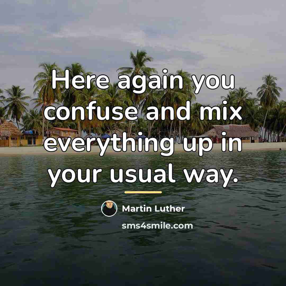 “Here again you confuse and mix everything up in your…” quote by Martin Luther