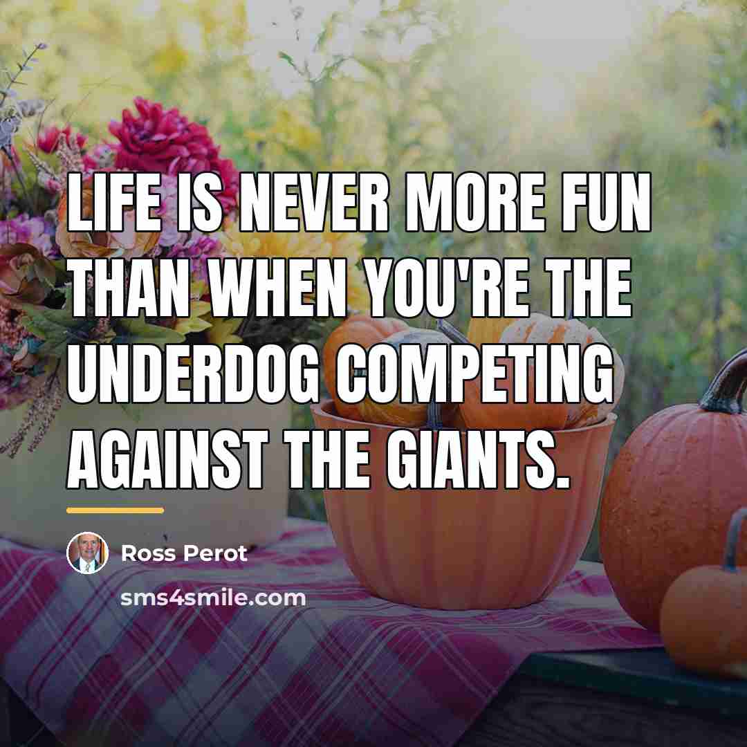 “Life is never more fun than when you're the underdog…” quote by Ross Perot
