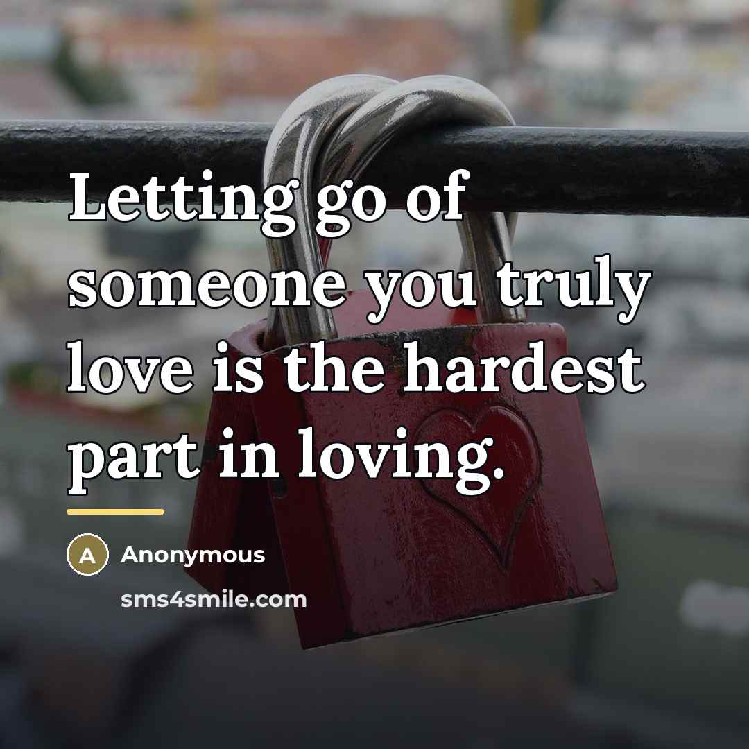 “Letting go of someone you truly love is the hardest…” quote by Anonymous
