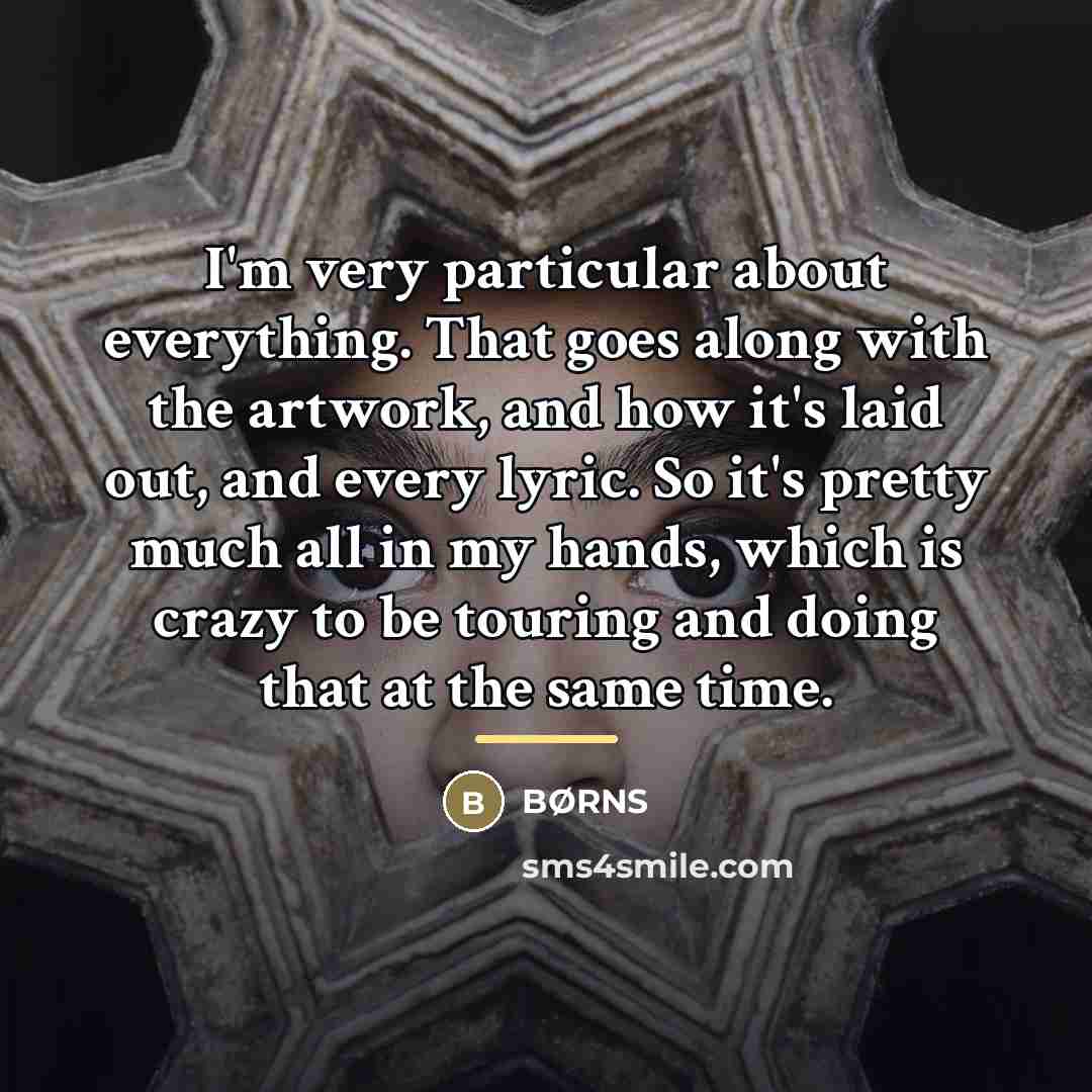 “I'm very particular about everything. That goes along with the…” quote by BØRNS
