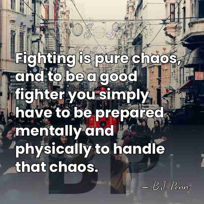 Fighting is pure chaos, and to be a good fighter you simply&hellip; - B.J. Penn