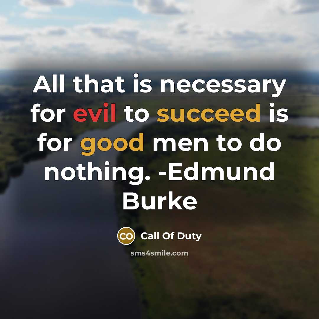 “All that is necessary for evil to succeed is for good men to do nothing. -Edmund Burke” quote by Call Of Duty