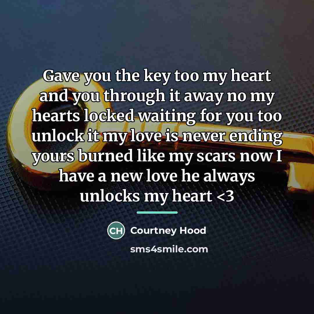 “Gave you the key too my heart and you through…” quote by Courtney Hood