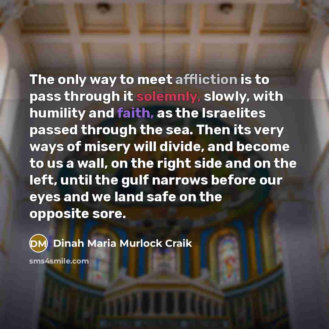 “The only way to meet affliction is to pass through…” quote by Dinah Maria Murlock Craik
