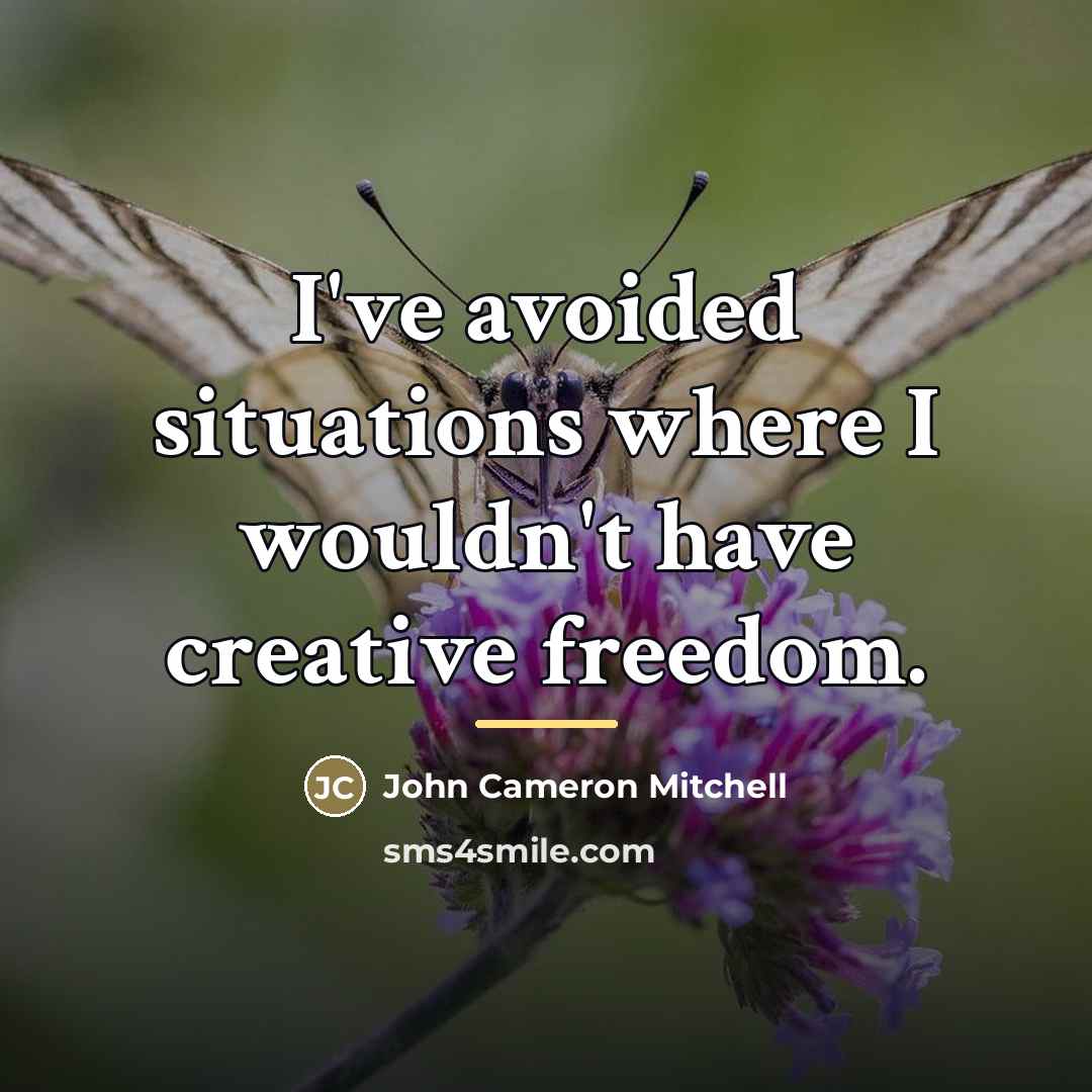 “I've avoided situations where I wouldn't have creative freedom.…” quote by John Cameron Mitchell