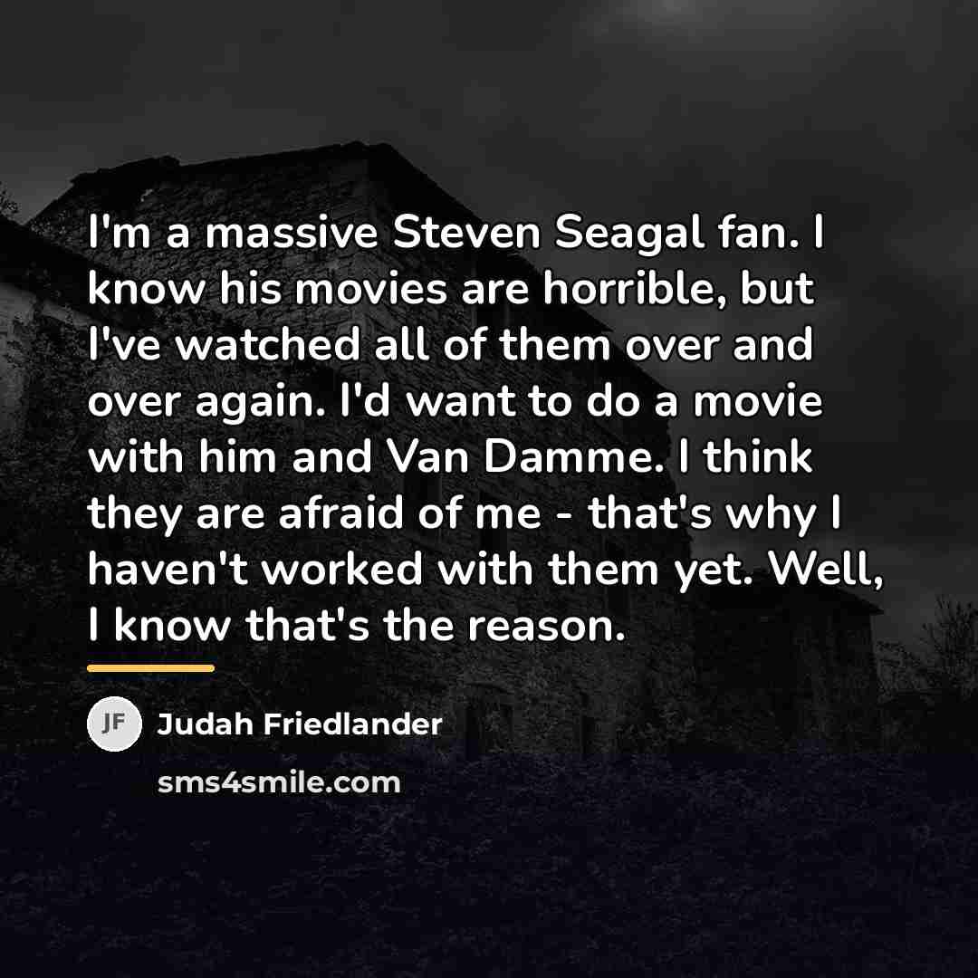 “I'm a massive Steven Seagal fan. I know his movies…” quote by Judah Friedlander