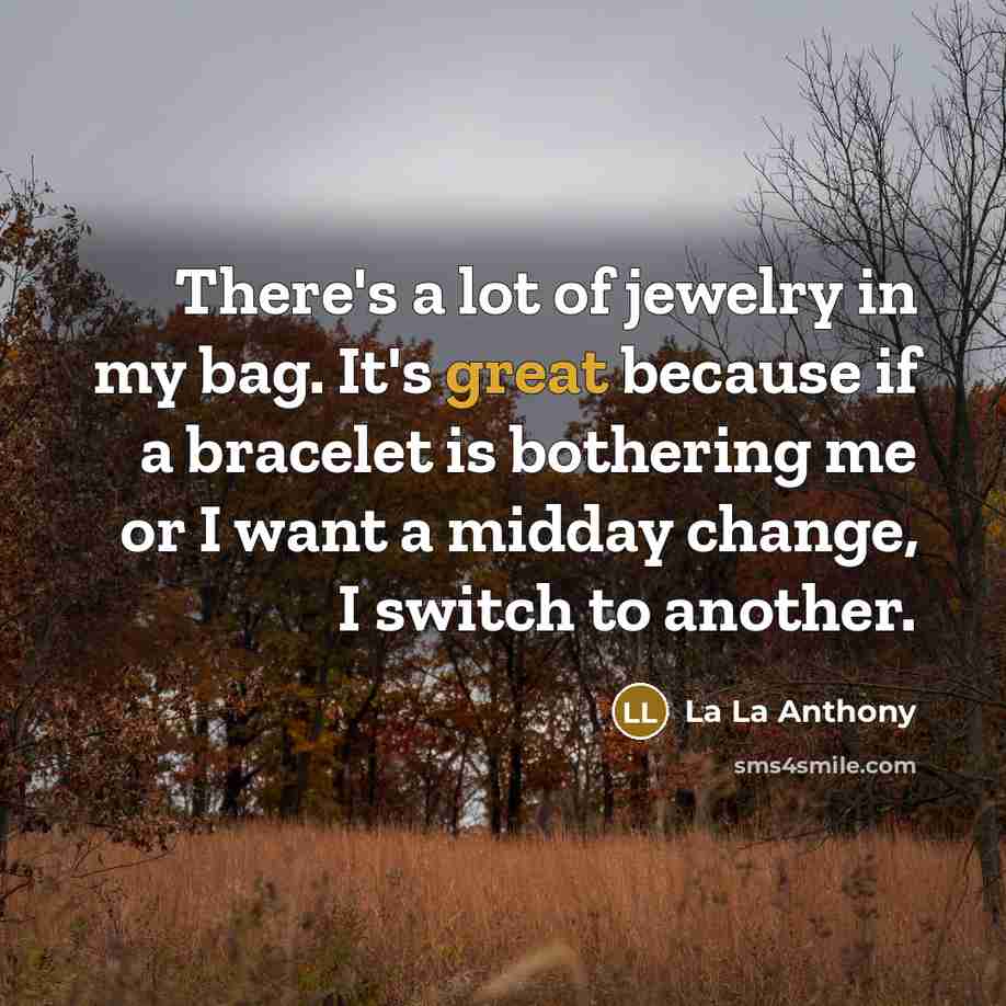 “There's a lot of jewelry in my bag. It's great…” quote by La La Anthony