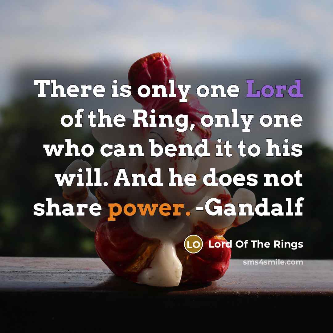 “There is only one Lord of the Ring, only one who can bend it to his will. And he does not share power. -Gandalf” quote by Lord Of The Rings