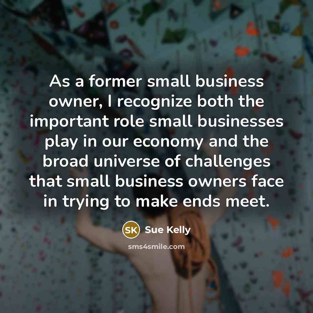 “As a former small business owner, I recognize both the…” quote by Sue Kelly