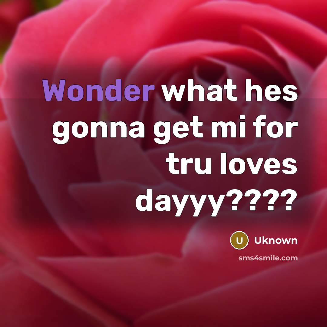 “Wonder what hes gonna get mi for tru loves dayyy????…” quote by Uknown
