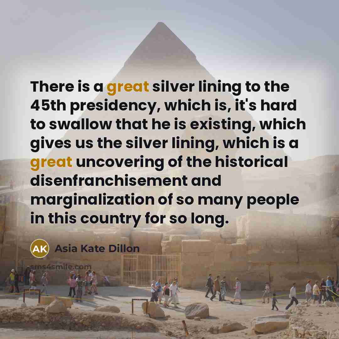 “There is a great silver lining to the 45th presidency,…” quote by Asia Kate Dillon