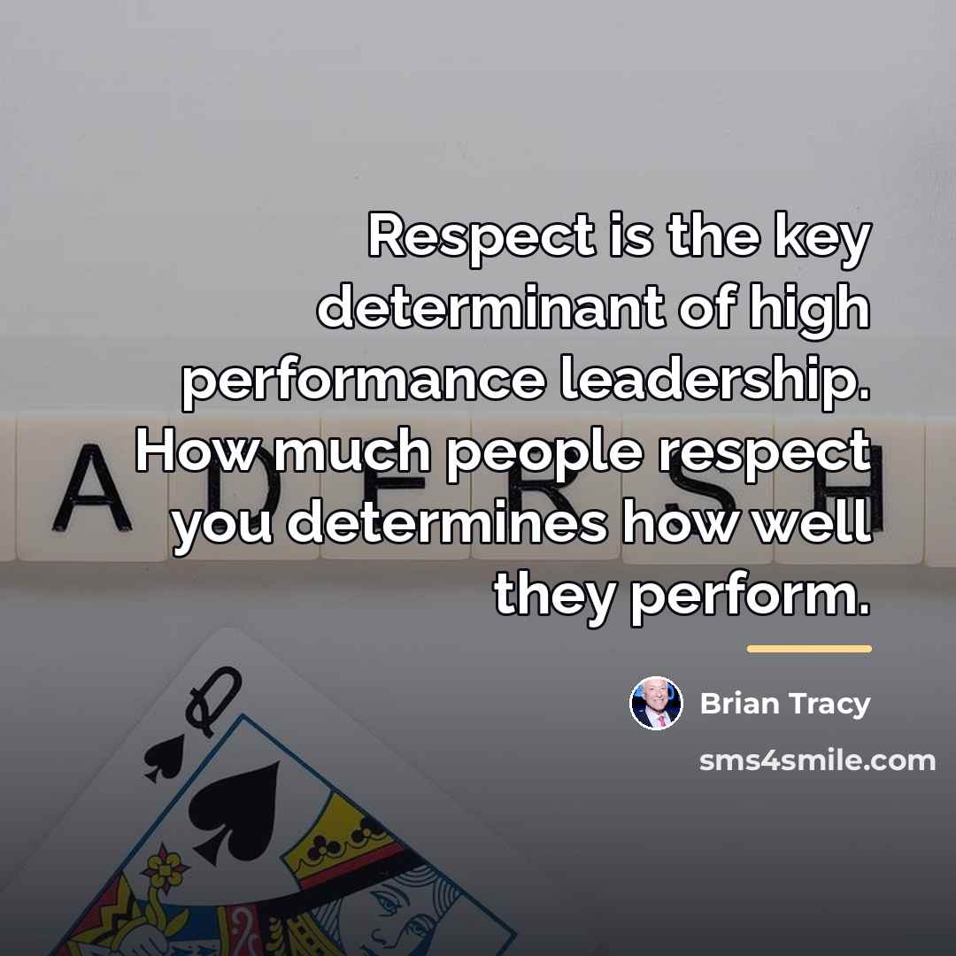 “Respect is the key determinant of high performance leadership. How…” quote by Brian Tracy