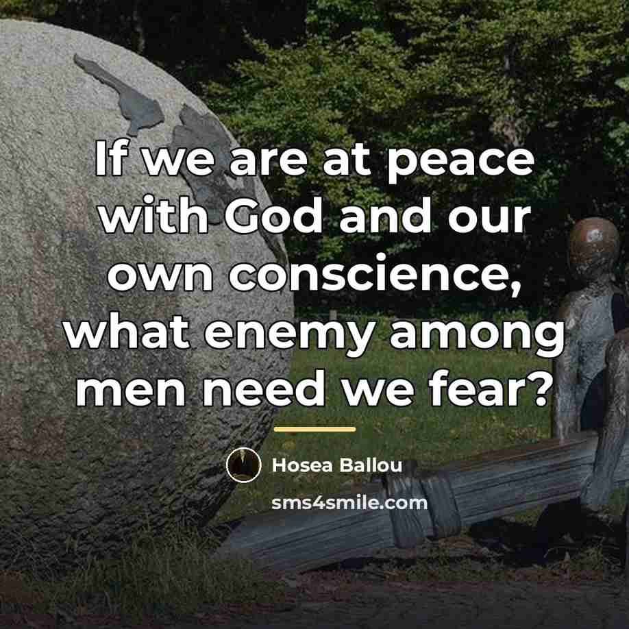 “If we are at peace with God and our own…” quote by Hosea Ballou