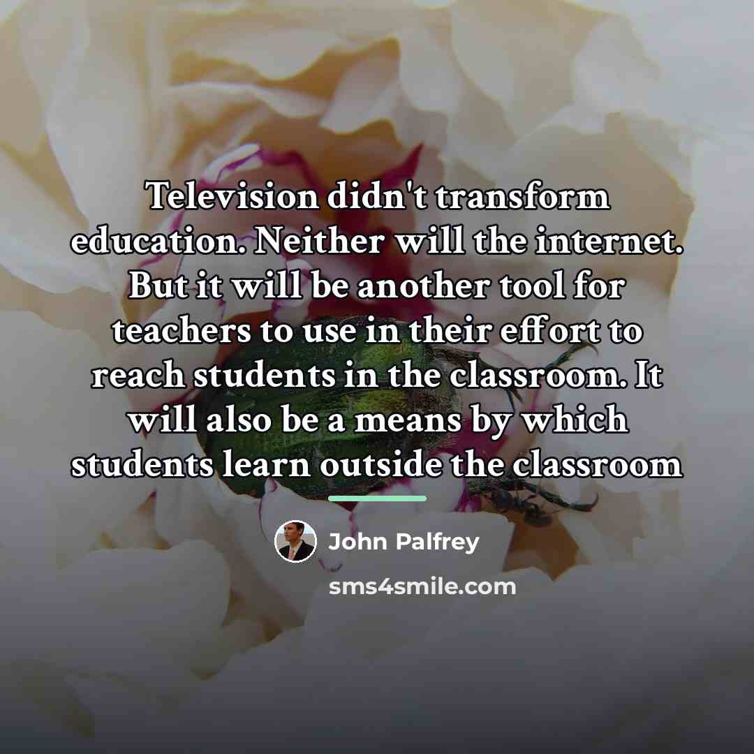 “Television didn't transform education. Neither will the internet. But it…” quote by John Palfrey