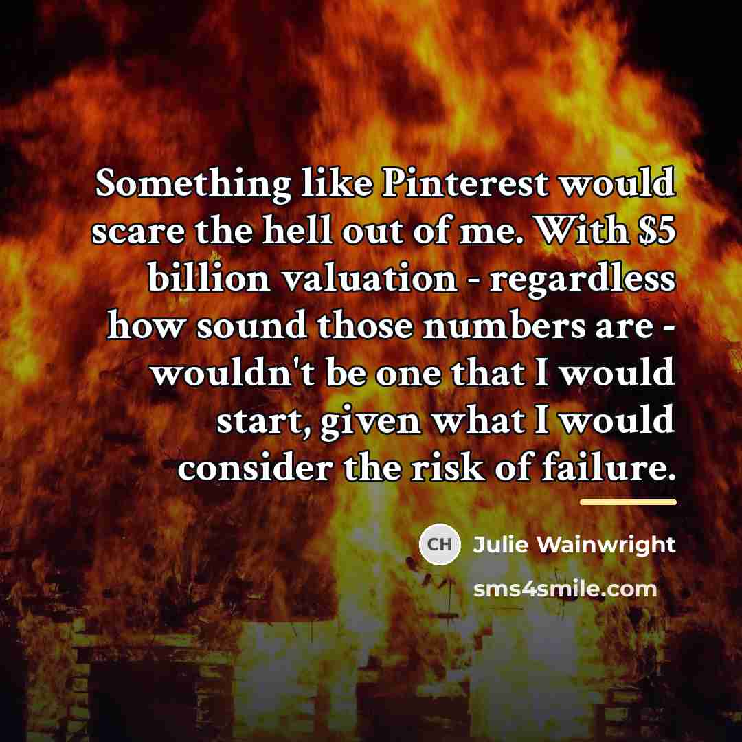 “Something like Pinterest would scare the hell out of me.…” quote by Julie Wainwright