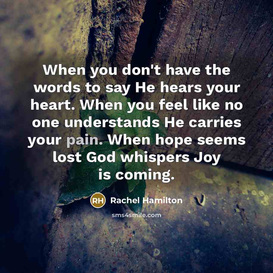 “When you don't have the words to say He hears…” quote by Rachel Hamilton