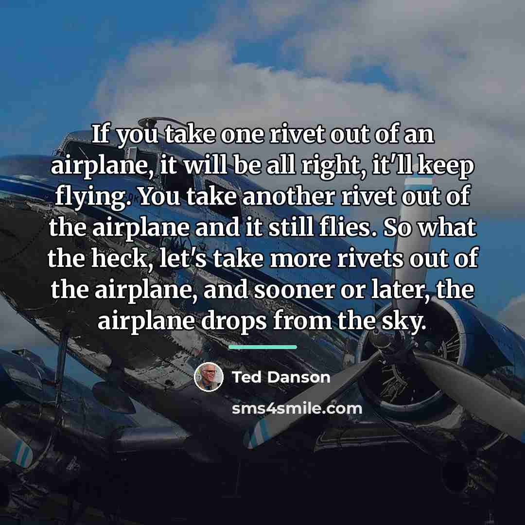 “If you take one rivet out of an airplane, it…” quote by Ted Danson