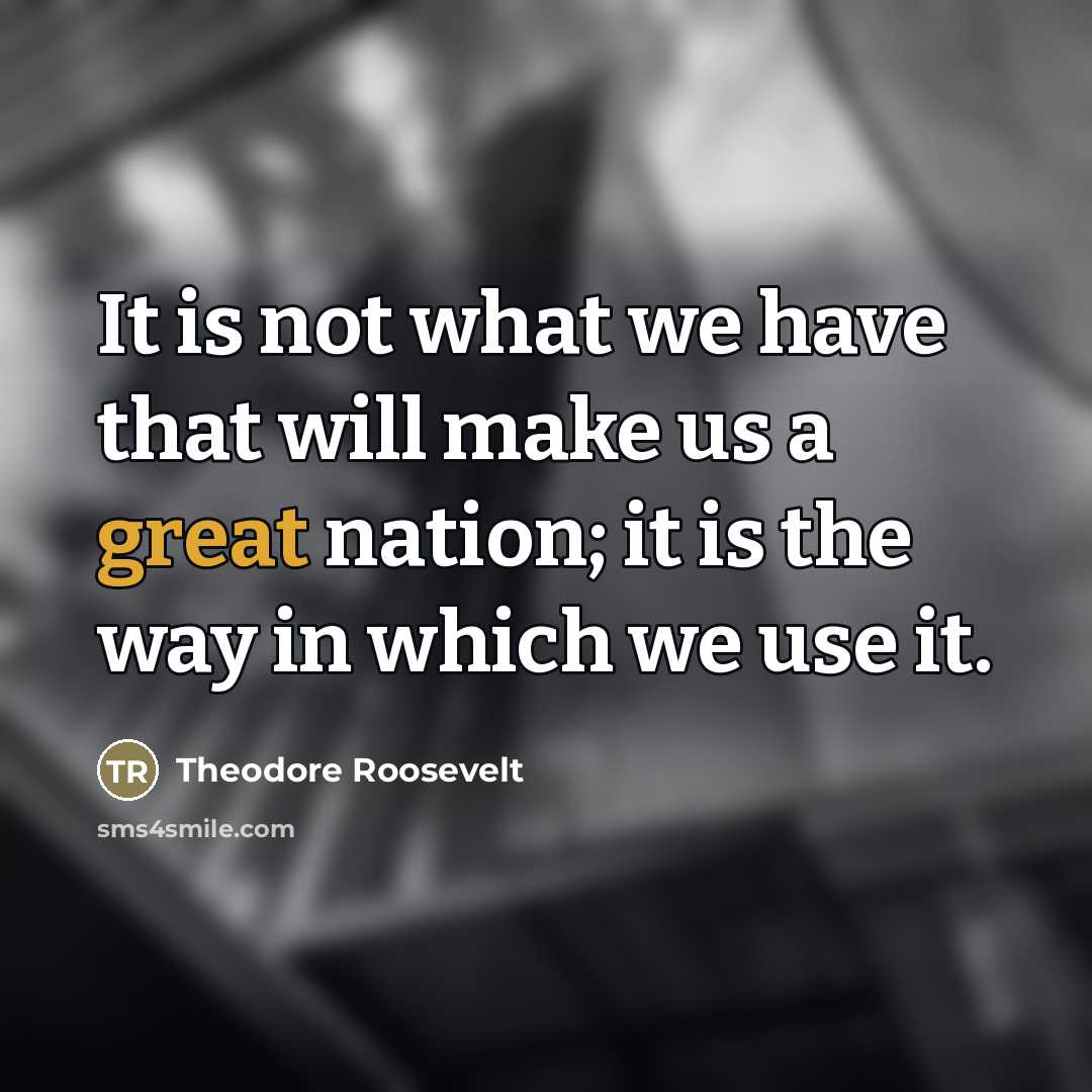 “It is not what we have that will make us…” quote by Theodore Roosevelt