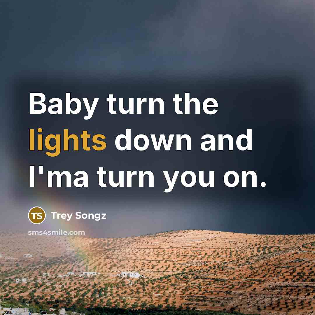 “Baby turn the lights down and I'ma turn you on.” quote by Trey Songz
