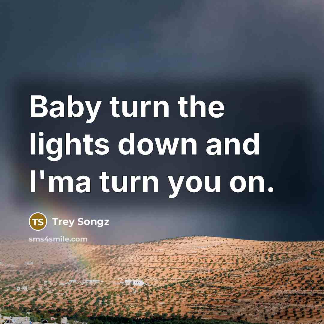 “Baby turn the lights down and I'ma turn you on.…” quote by Trey Songz