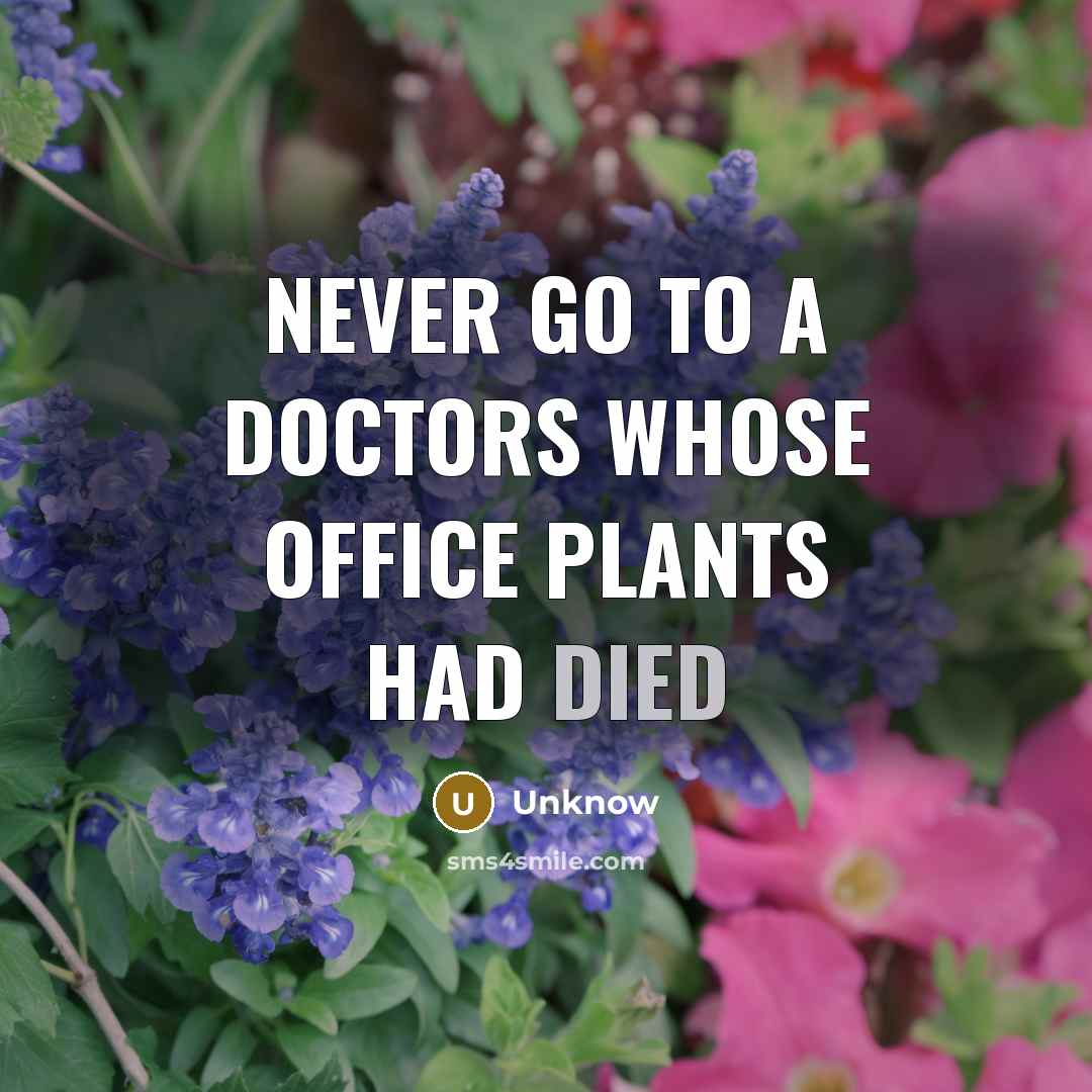 “Never go to a doctors whose office plants had died” quote by Unknow