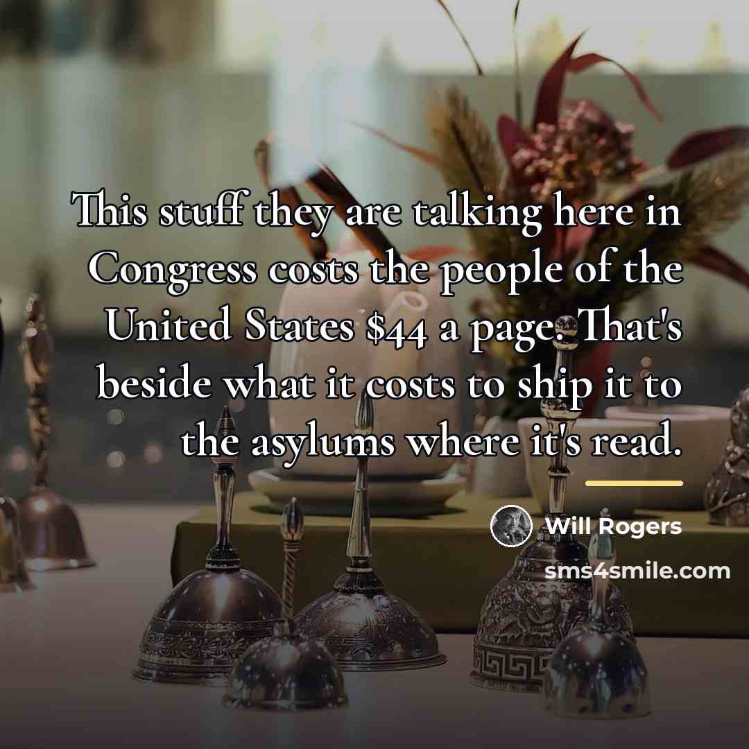 “This stuff they are talking here in Congress costs the…” quote by Will Rogers