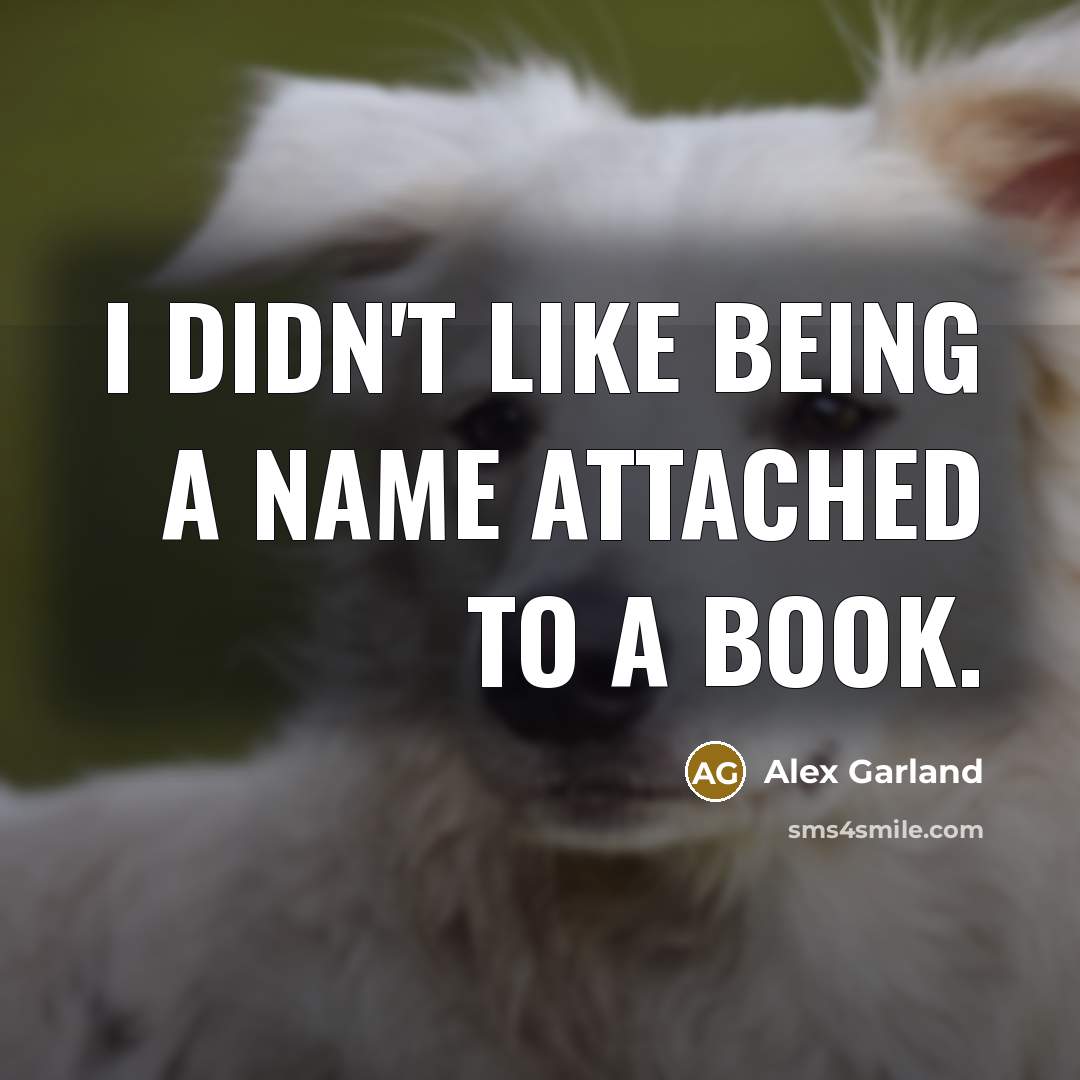 “I didn't like being a name attached to a book.…” quote by Alex Garland