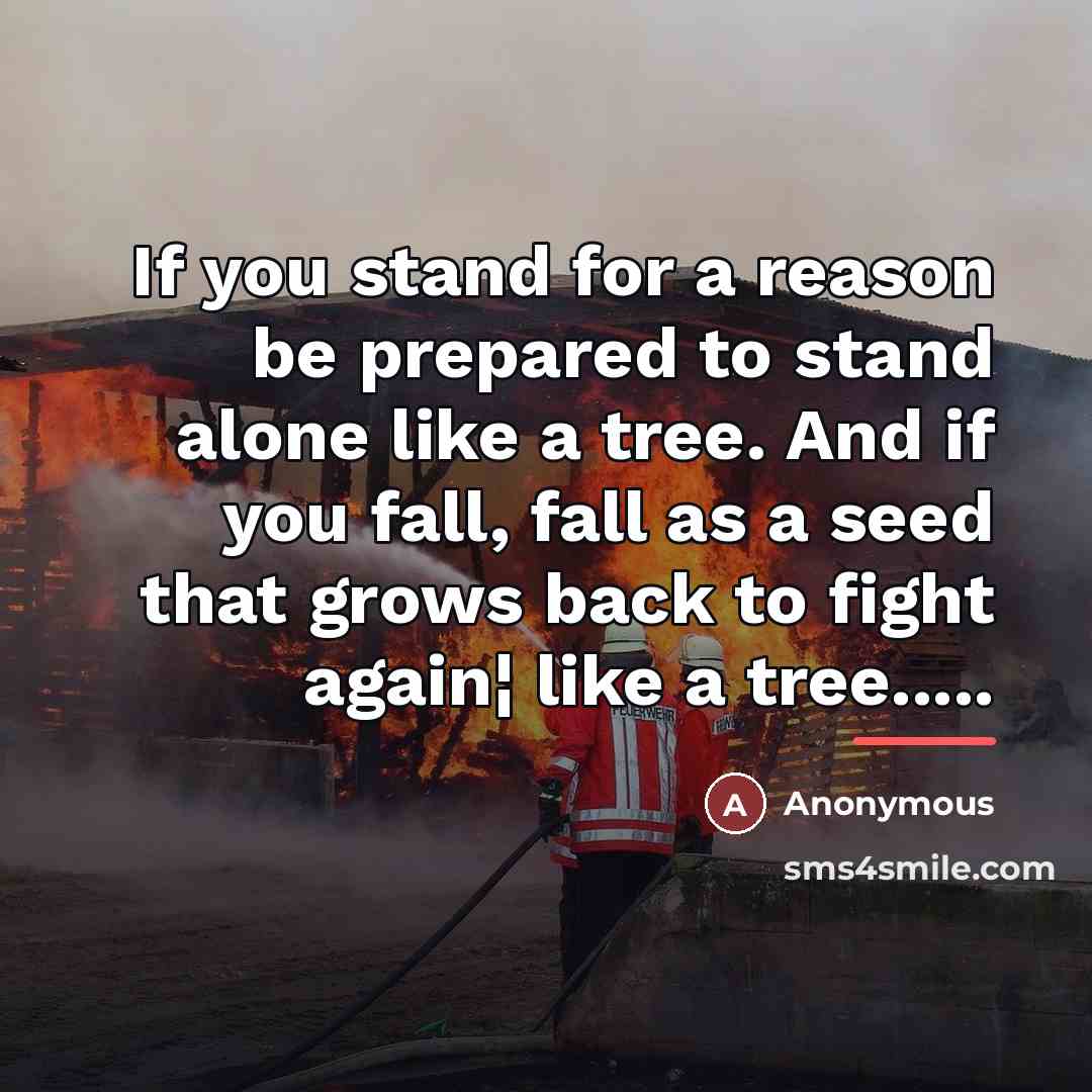 “If you stand for a reason be prepared to stand…” quote by Anonymous