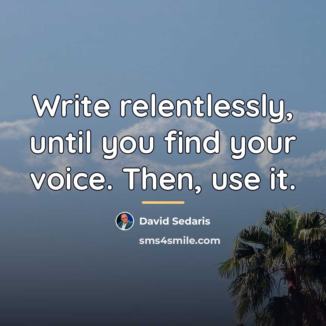 “Write relentlessly, until you find your voice. Then, use it.…” quote by David Sedaris