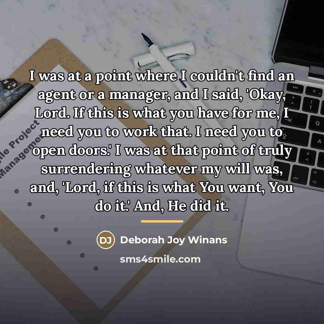“I was at a point where I couldn't find an…” quote by Deborah Joy Winans