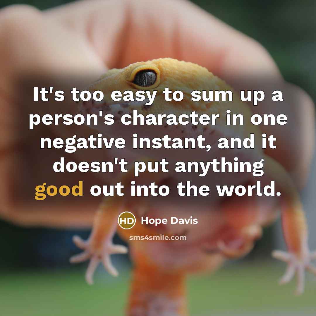 “It's too easy to sum up a person's character in…” quote by Hope Davis