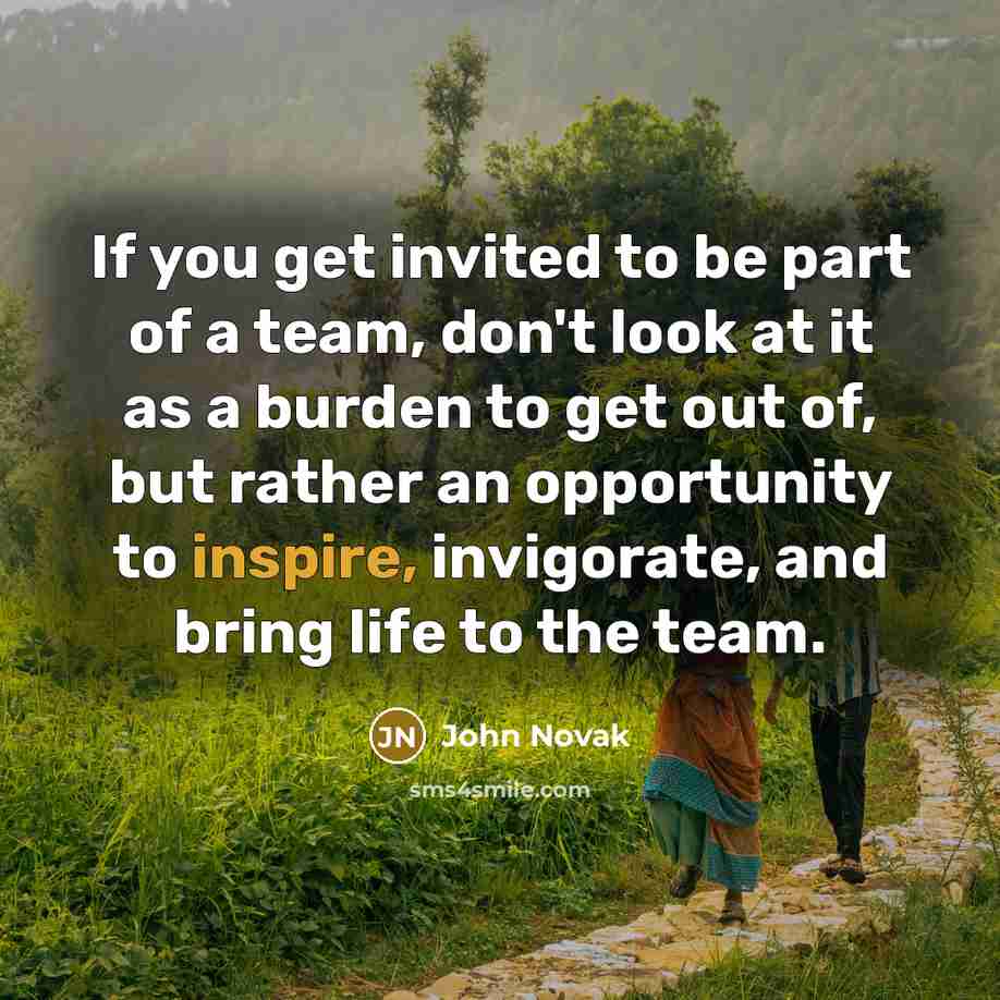 “If you get invited to be part of a team,…” quote by John Novak