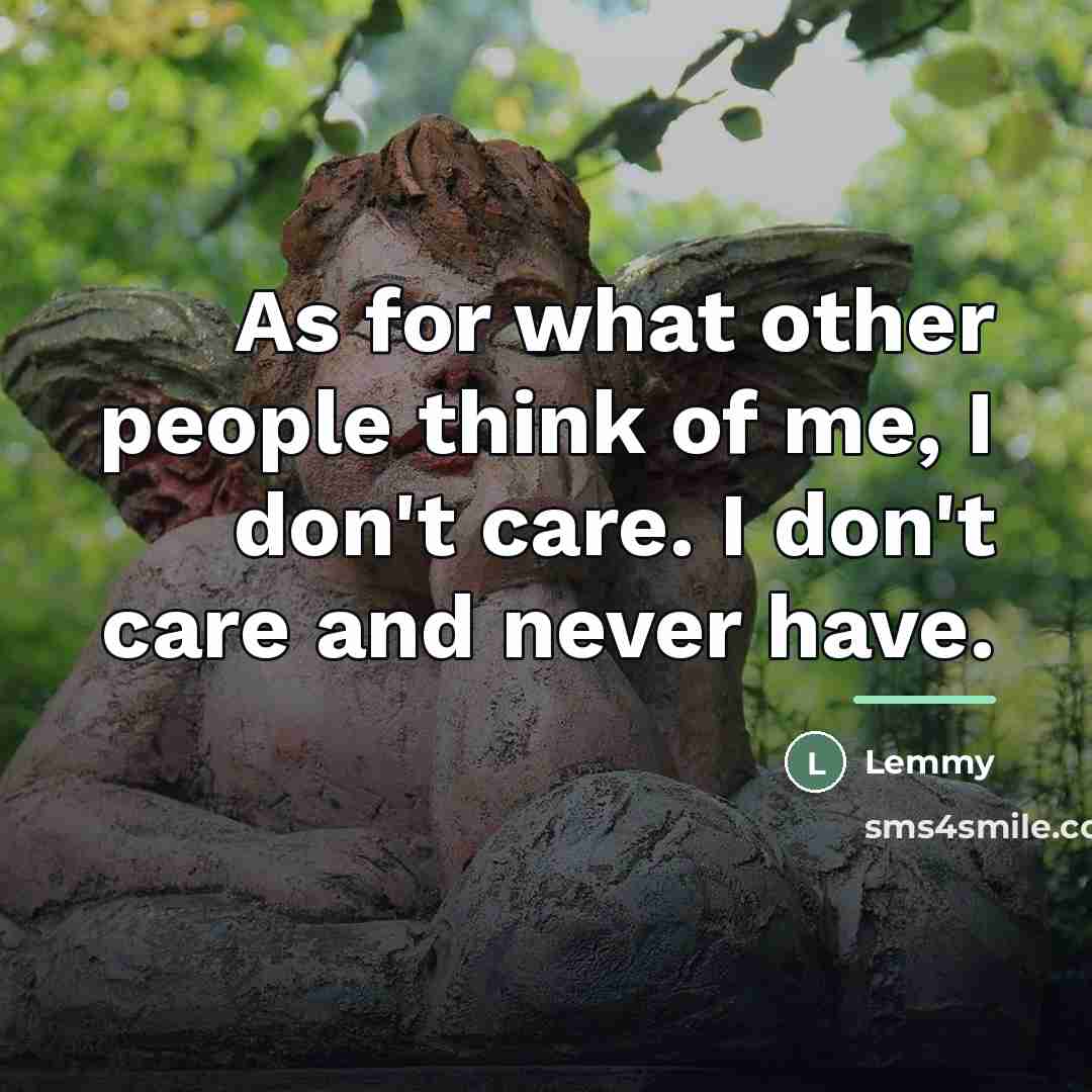 “As for what other people think of me, I don't…” quote by Lemmy