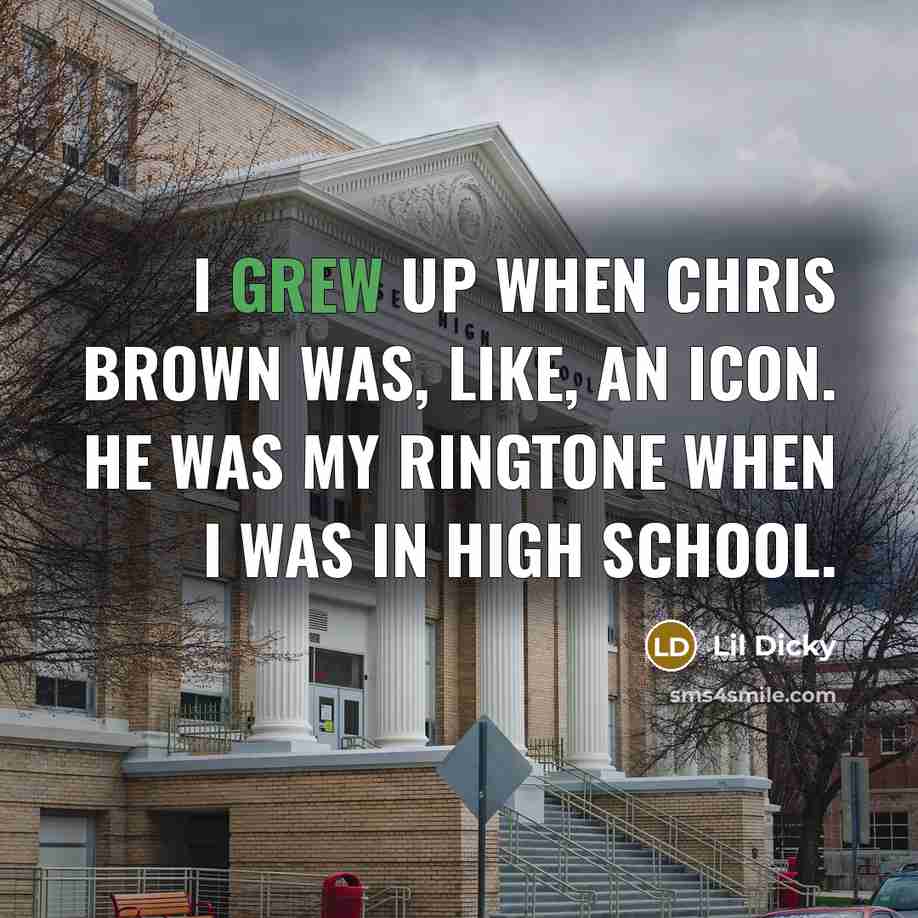 “I grew up when Chris Brown was, like, an icon. He was my ringtone when I was in high school.” quote by Lil Dicky
