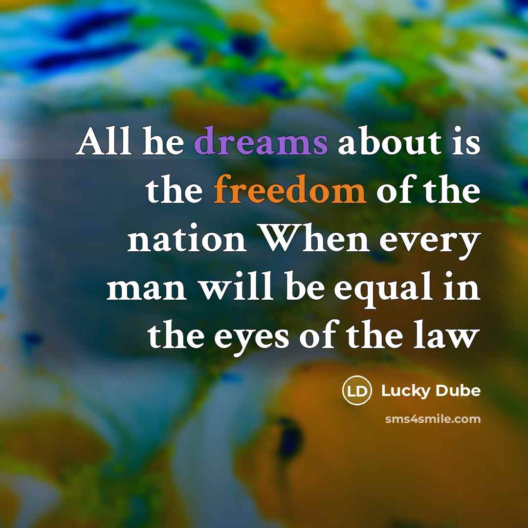 “All he dreams about is the freedom of the nation…” quote by Lucky Dube